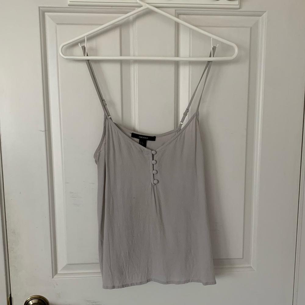 Gray Simple Button Tank Top